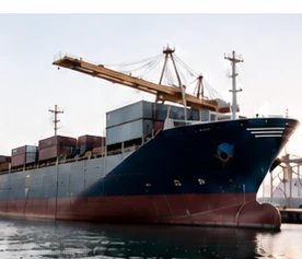 Container ship berthed alongside a quay